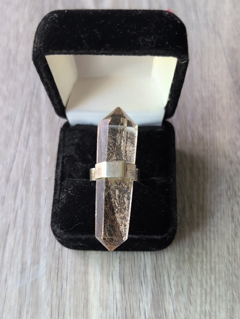 Clear Quartz Double-Terminated Crystal Ring